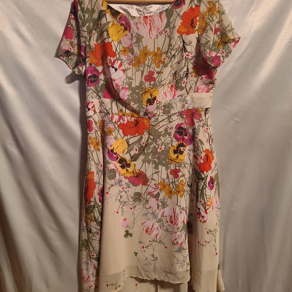 NorthStyle High Low Dress with Floral Design